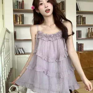 Áo yếm phong cách Hàn Quốc ngọt ngào cho mùa hè, chất liệu xù không đều