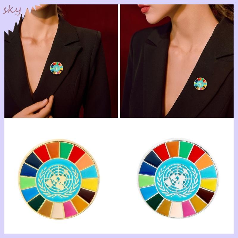 Bầu trời Handmade Mục tiêu phát triển bền vững Men Pin 17 màu Huy hiệu Liên Hợp Quốc Phụ kiện thời trang và từ thiện