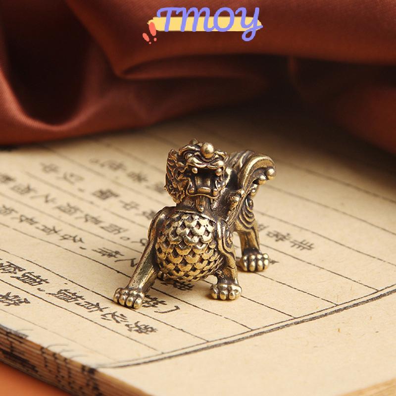TMOY Tượng Tượng Hình Giàu Có Đồng Thau Trang Trí Thịnh Vượng Phong Cách Trung Hoa Trang Trí Qilin Rồng Lu Động Vật Phong Thủy Vintage TMOY