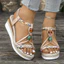 Kích Thước Lớn Khóa Phẳng Dây Đeo Nêm Gót Giày Sandal Mùa Hè Phong Cách Bohemian Mũi Tròn Đế Dày Giày Sandal Cao Gót Nữ PWEN