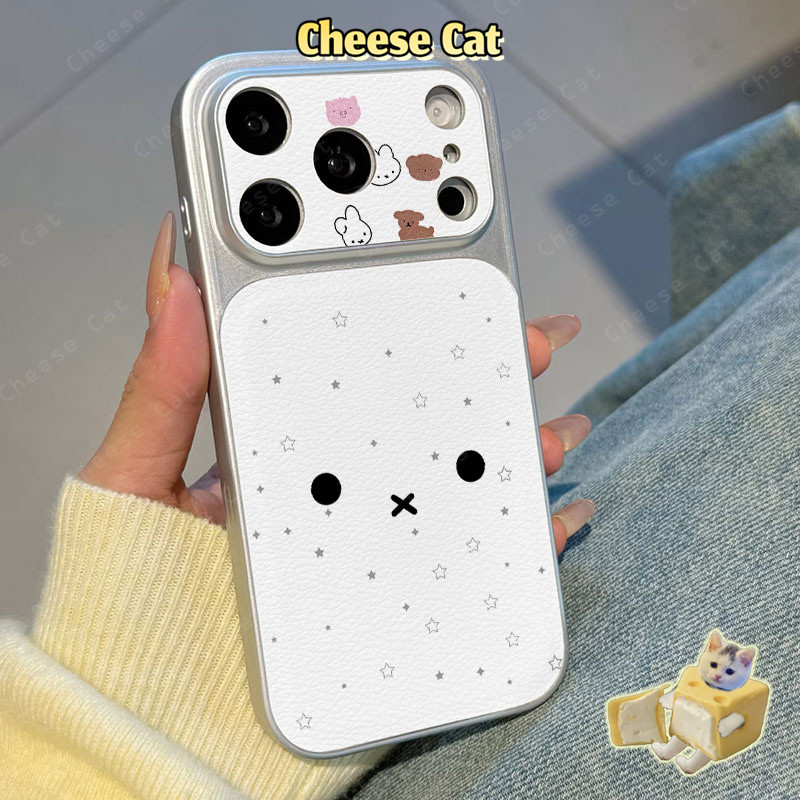 Miff Ốp điện thoại iPhone bằng da thỏ phong cách đơn giản Hàn Quốc cho iPhone 13 14 15 16 11 12 17 Pro Max XR Xs Max