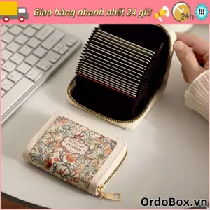 Hộp đựng thẻ tín dụng ORDOBOX, Ví nữ da PU hoa, Thẻ ID đa năng 9 / 18 khe cắm sức chứa lớn