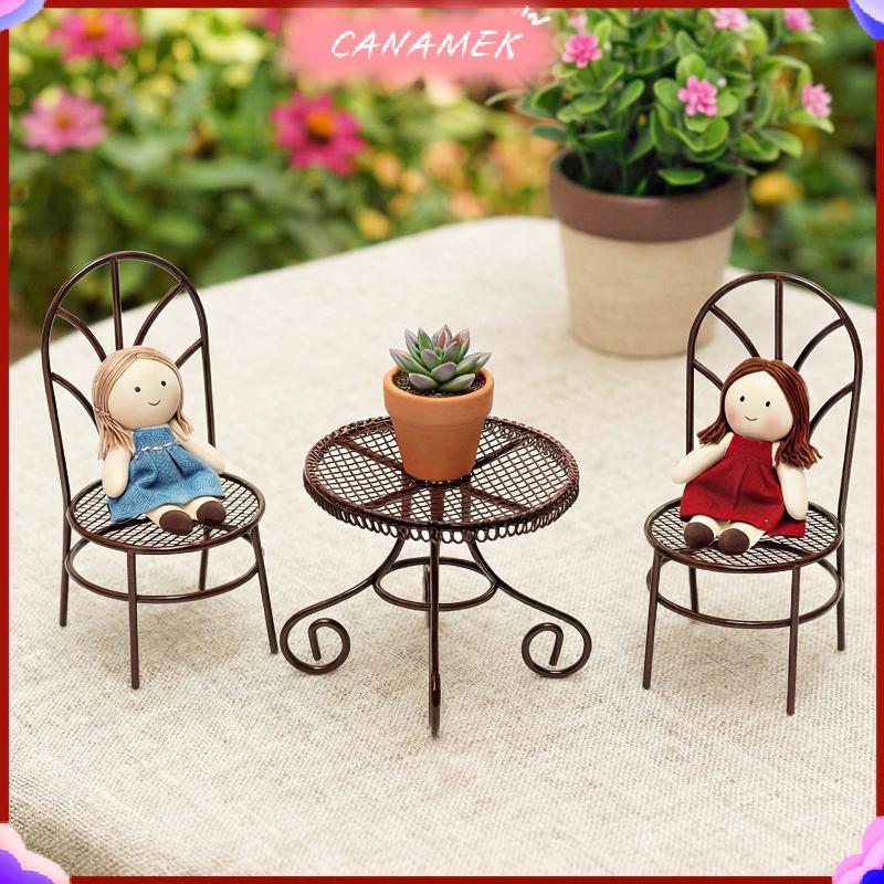 CANAMEK 1 / 3 Chiếc Nhà Búp Bê Sân Vườn Trưng Bày Trang Trí Chống Đỡ Phụ Kiện Thu Nhỏ Bàn Ghế Đồ trang trí Nhỏ Trang Trí Nhà Sắt Nội Thất CSF