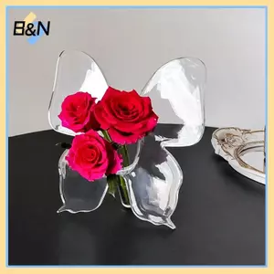 B & N Trong Suốt Bướm Acrylic Bình Hoa Ba Chiều Cắm Hoa Phụ Kiện Bình Bướm Trang Trí Nhà Cửa.