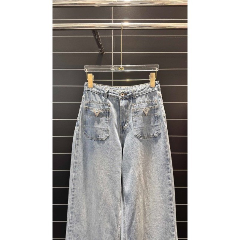 Quần Denim ống rộng lưng cao mới dành cho nữ