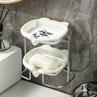 Sáng Tạo Đầu Gấu Hộp Xà Phòng Gốm Thoát Nước Hộ Gia Đình Không Nước Ánh Sáng Sang Trọng Đơn Giản Nhiều Lớp Hộp Xà Phòng Không Đục Lỗ FD3Y