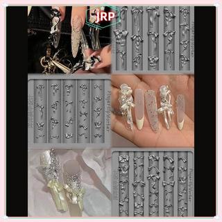 JRP 3D Nơ Khuôn Làm Móng Tay Silicon Kích Thước Hỗn Hợp Nơ Ruy Băng Mềm Dập Tấm Nơ DIY Làm Móng Tay Nghệ Thuật Khuôn Dụng Cụ Trang Trí Mẫu JRP