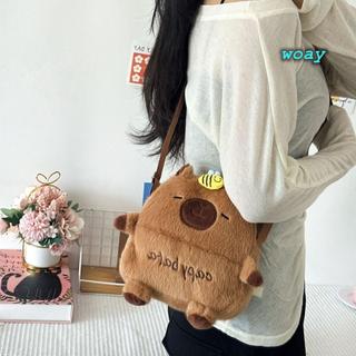 Túi đeo vai WOAY, Túi điện thoại đeo chéo dung tích lớn Capybara hoạt hình, có dây đeo có thể điều chỉnh Dây kéo sang trọng Túi lưu trữ trẻ em