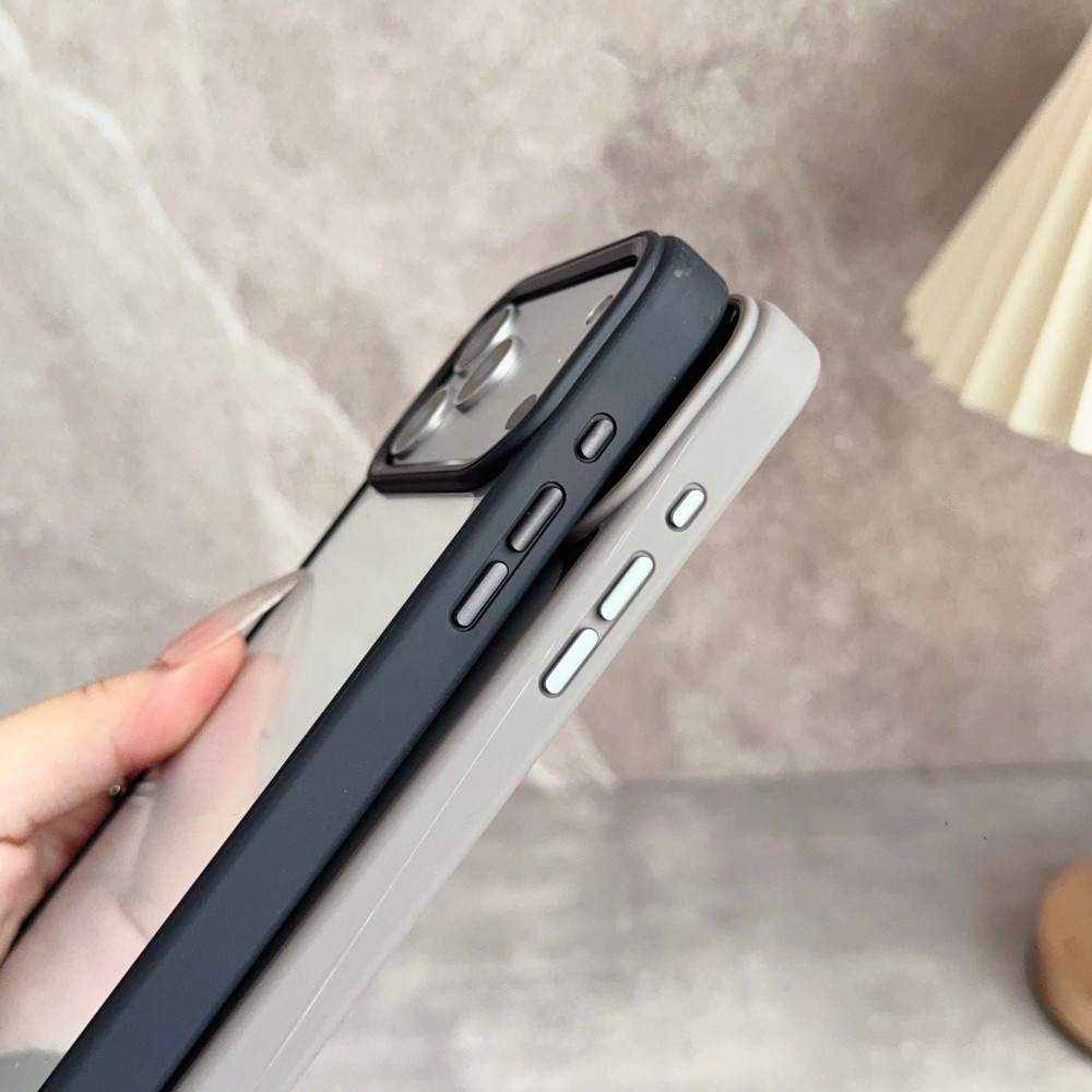 Ốp Điện Thoại TPU + Acrylic Làm Dày Cho iPhone 17 16 15 14 13 12 11 Pro Max Air Plus Có Khung Ống Kính Phần Cứng Vỏ Thời Trang Chống Rơi