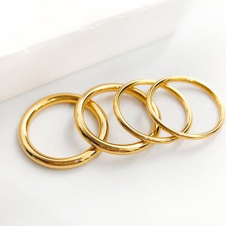 Nhẫn nữ thép không gỉ thiết kế đồng bằng, màu vàng bền đẹp, phù hợp làm trang sức thời trang