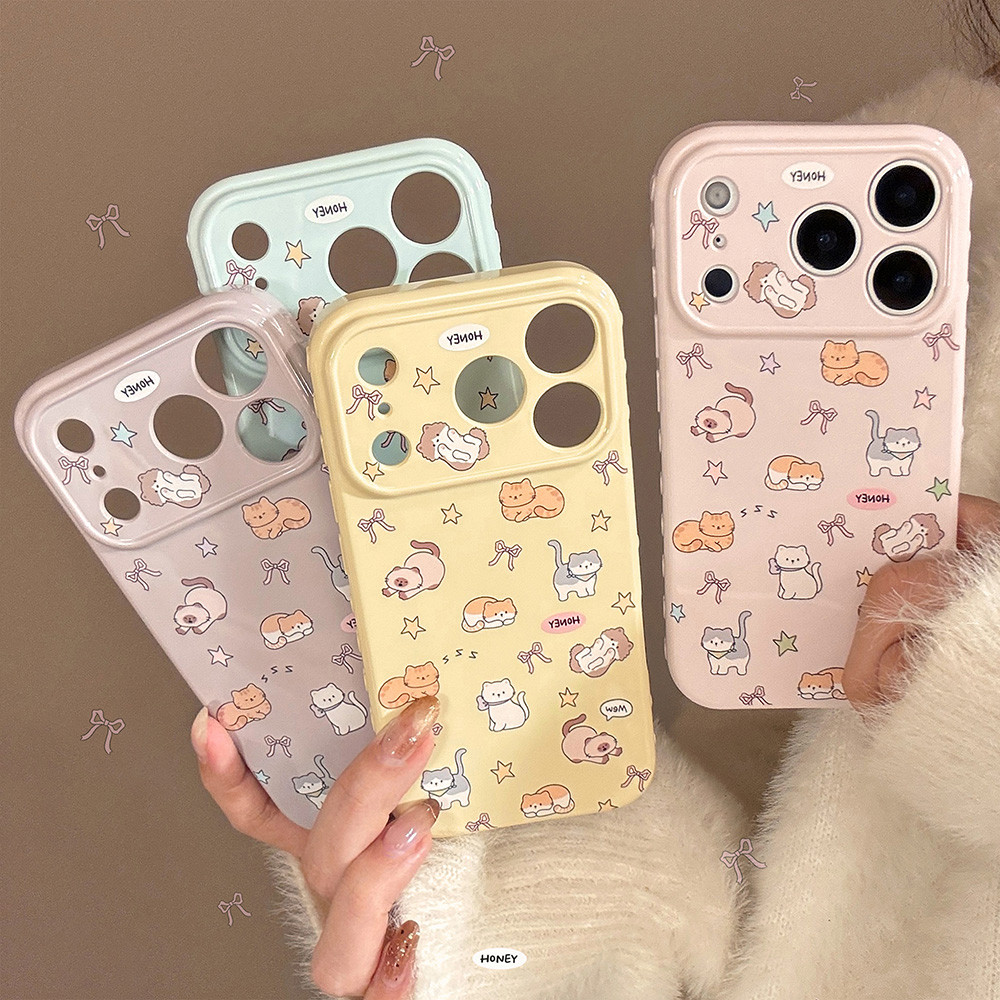 Ốp Điện Thoại Mềm Hình Mèo Bên Trái Tim Tình Yêu Cho iPhone 17 Pro Max 16 15 14 13 Vỏ Bảo Vệ Chống Sốc