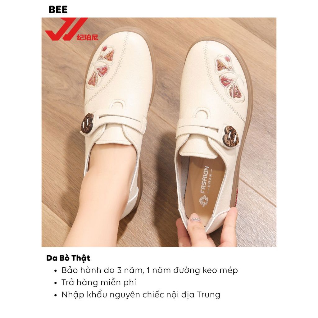 Giày bệt nữ trung niên GIPOARNN 1207 – Da bò mềm cao cấp, mũi tròn thoải mái, sẵn hàng, bảo hành 24 tháng