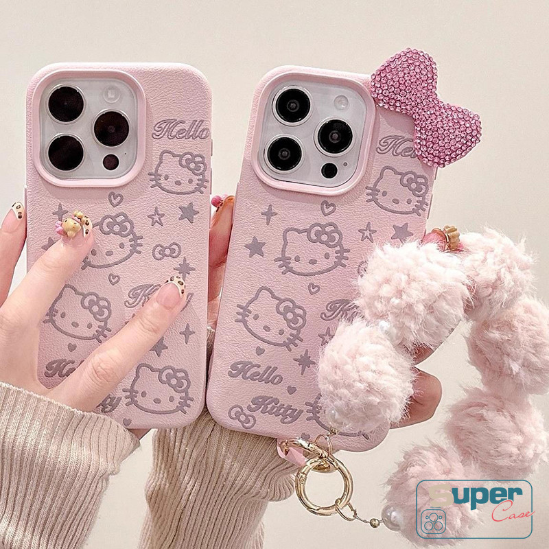 Ốp Lưng Tương Thích Cho IPhone 11 16 17 12 14 15 13 Pro Max 16 15 Plus XR Air 15 17 16 11 Pro Hoạt Hình Ngọt Ngào Dễ Thương Mèo Con Ngôi Sao 3D Kim Cương Giả Nơ Da Họa Tiết