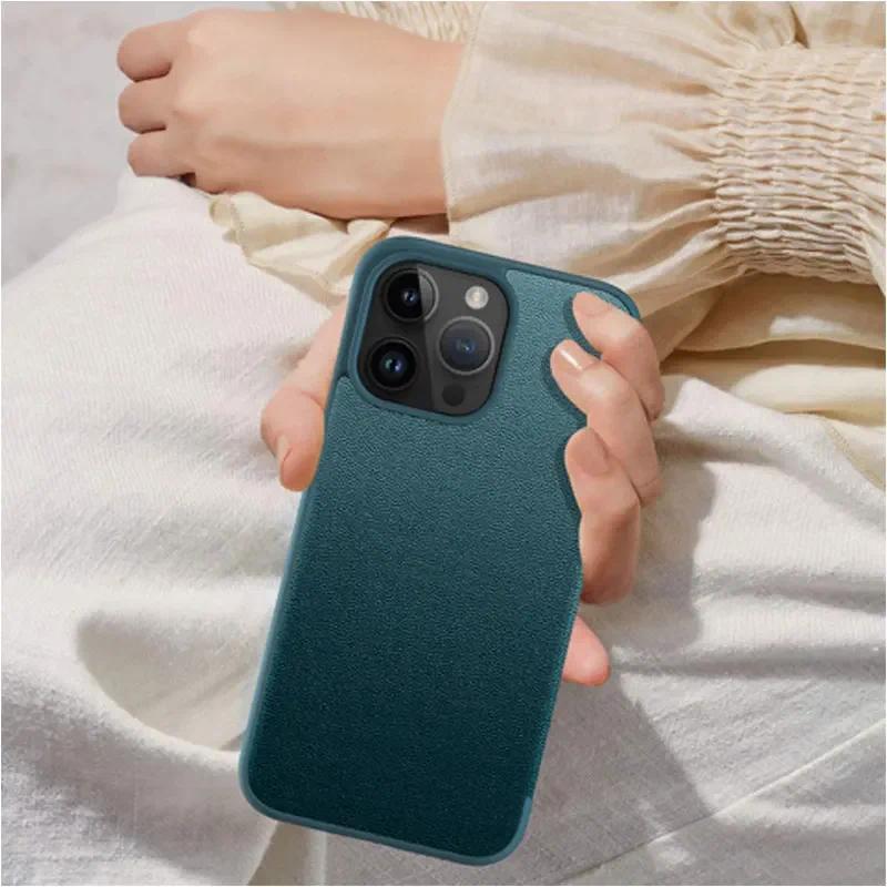 View Window Plain Flip Leather Phone Case cho Iphone 17 16 Pro Max 14 15 16 Plus 13 12 11 Pro Vỏ bảo vệ toàn diện KickStand Cover