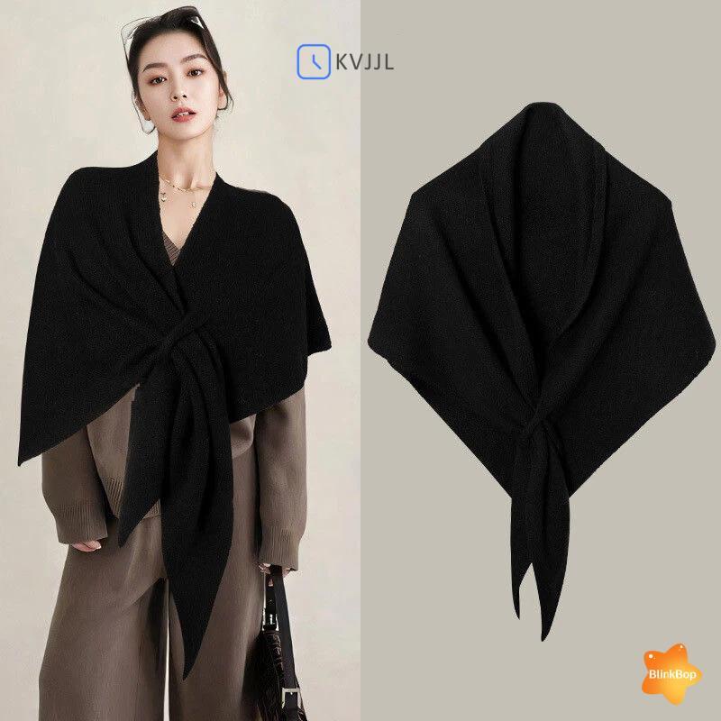Khăn choàng cardigan cape len mùa đông, thiết kế tam giác dày, giữ ấm tốt