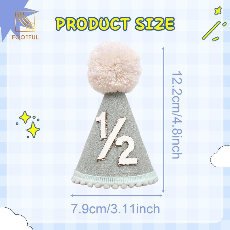 1 / 2 Mũ Sinh Nhật Cho Bé Đầu Pom Topper Bánh Đập Đồ Trang Trí Sinh Nhật Mũ Nón Cho Sổ Lưu Niệm Phòng Khách Gia Đình