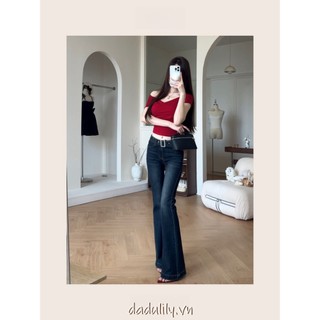 DADUlily | Quần Dài Cổ Điển Kiểu Mỹ Màu Xanh Đậm Cạp Thấp Quần Jean Nữ Mẫu Mới Hot Girl Quần Dài