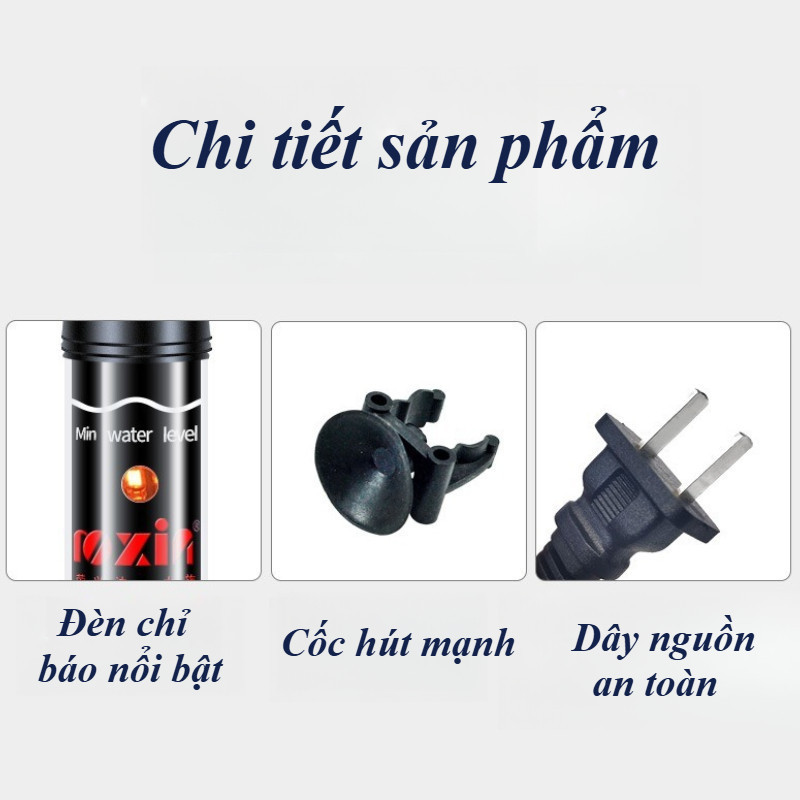 Sưởi Bể Cá Tự Động 25W-300W - Thiết Kế Chống Nổ An Toàn, Vỏ Chống Bỏng, Giữ Nhiệt Chính Xác Cho Cả Nước Ngọt & Mặn