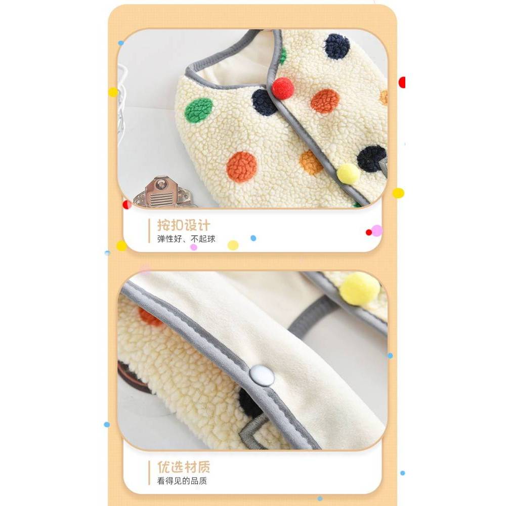 【Ready Stock】 Dog Clothes Winter Thickening Fleece-Lined Warm New Polka Dot Vest Cute Medium Large Dog Shiba Inu Pet Clothing wtII