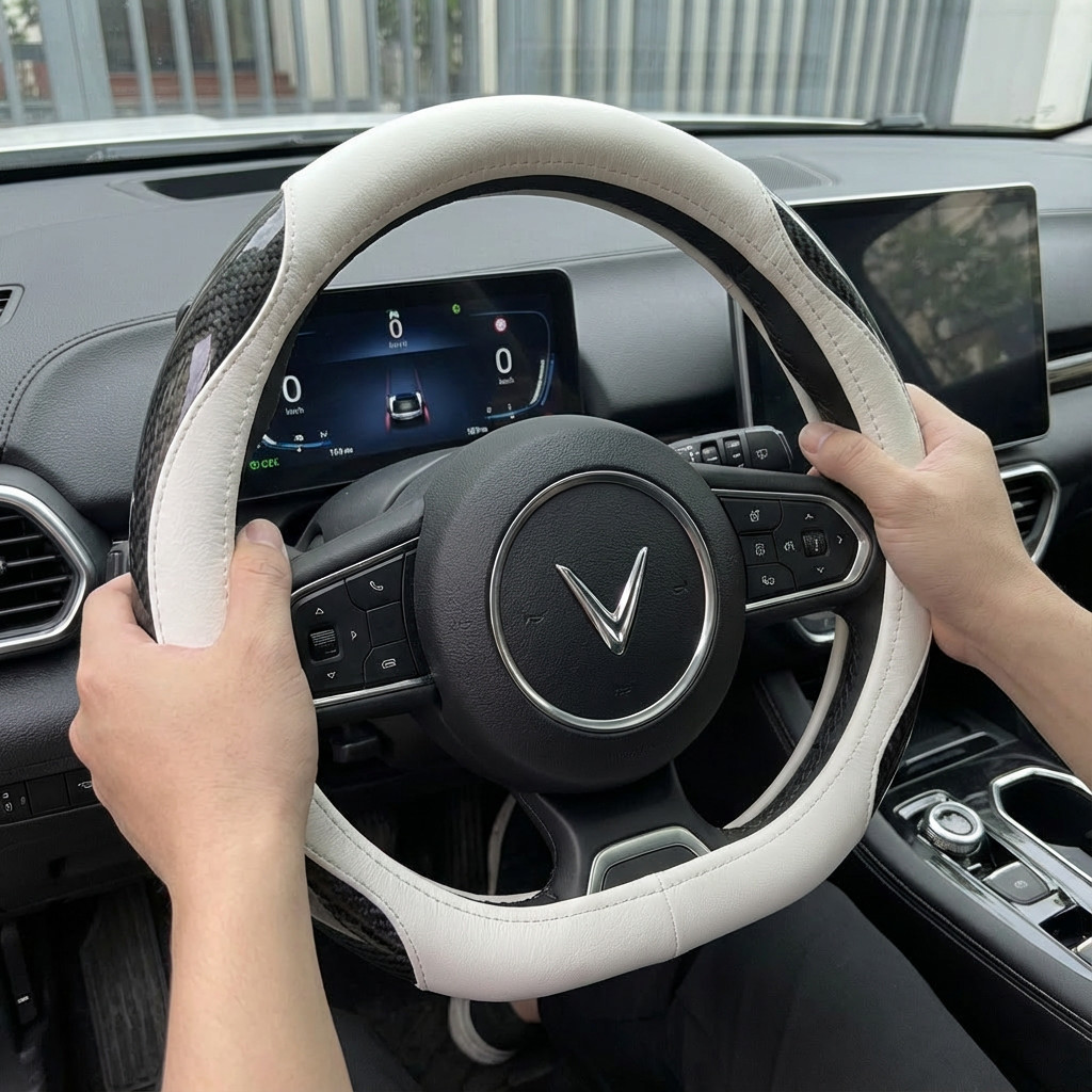 2025 Mẫu Vinfast VF3 VF5 VF6 VF7 VFe34 Fadil Bọc Vô Lăng Bọc Da Da Dùng Cho tất cả các mùa boc vo lang