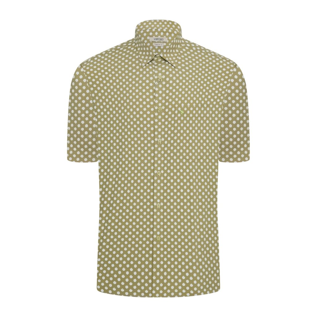 Áo sơ mi tay ngắn vạt ngang VIETTIEN SMART CASUAL vải Hoa hồng form REGULAR VT00000552