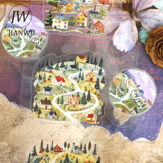 JIANWU 80mm * 200cm Vintage Bắc Âu Cottage Nhà Vật Liệu Phong Cảnh Cắt Băng Thêu Sò PET Sáng Tạo DIY Tạp Chí Văn Phòng Phẩm