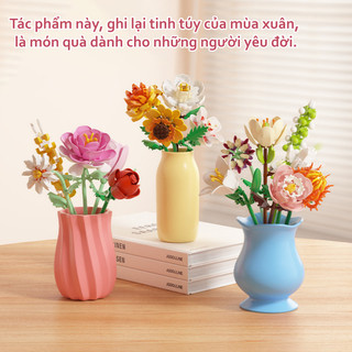 【BabyJoy】Bộ DIY 16 cành hoa lắp ráp sáng tạo, mô hình khối xây dựng, đồ chơi và quà tặng độc đáo cho trẻ em
