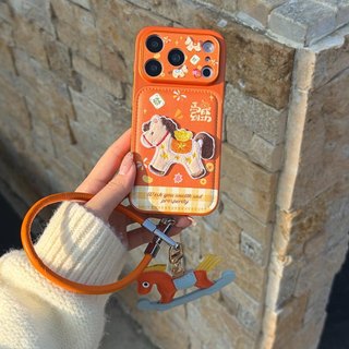 Ốp Lưng Cứng Tương Thích Với iPhone 13 14 14Pro 14ProMax 15 15Pro 15ProMax 16 16Pro 16ProMax 17 17Pro 17ProMax Ốp Họa Tiết Ngựa Cam Thêu