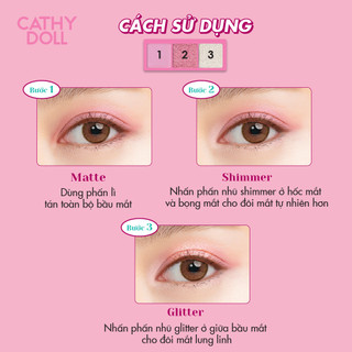 Bảng Phấn Mắt 3 Ô Kết Hợp Màu Lì Và Nhũ Cheers Around Trio Eye Palette 2g x 3 màu