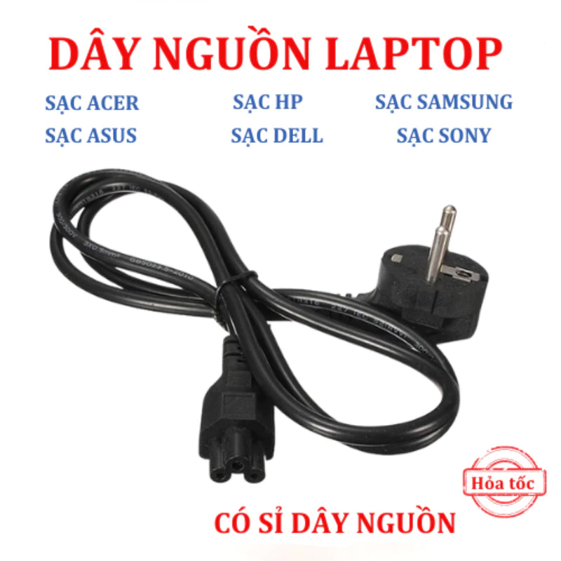 Dây cáp nguồn sạc laptop 1m Dây nguồn laptop dùng cho Laptop Dell Asus Acer Hp Msi Lenovo Sony Toshiba