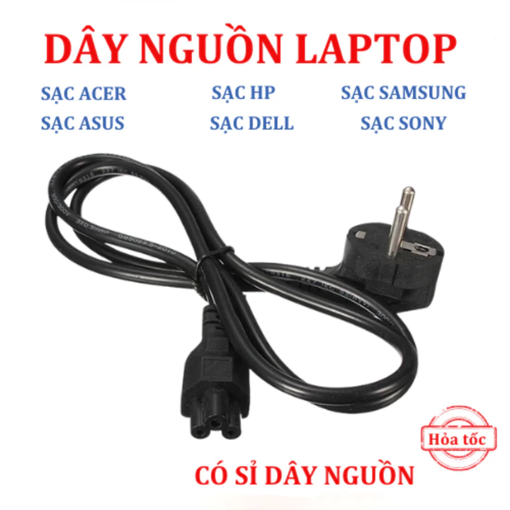 Dây cáp nguồn sạc laptop 1m Dây nguồn laptop dùng cho Laptop Dell Asus Acer Hp Msi Lenovo Sony Toshiba