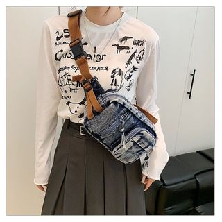 Phong Cách Mới Ngực Nam Nữ Retro Denim Ngực Túi Niche Thường Ngày Đi Lại Đeo Vai Túi Đa Năng Túi Nhỏ Hợp Thời Trang