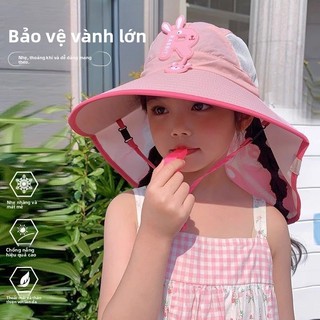 Mũ chống nắng cho bé – mũ rộng vành có khăn che cổ thoáng khí đi biển chống tia UV mùa hè