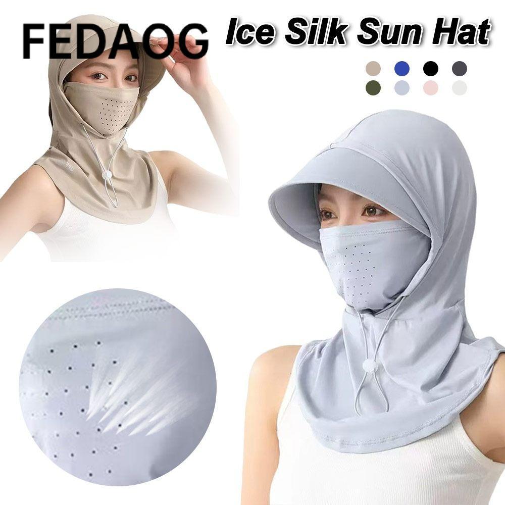 Mũ Che Nắng Vành Rộng Bằng Lụa FEDAOG - Khô Nhanh, Chống Tia UV, Thoáng Khí & Có Khăn Choàng