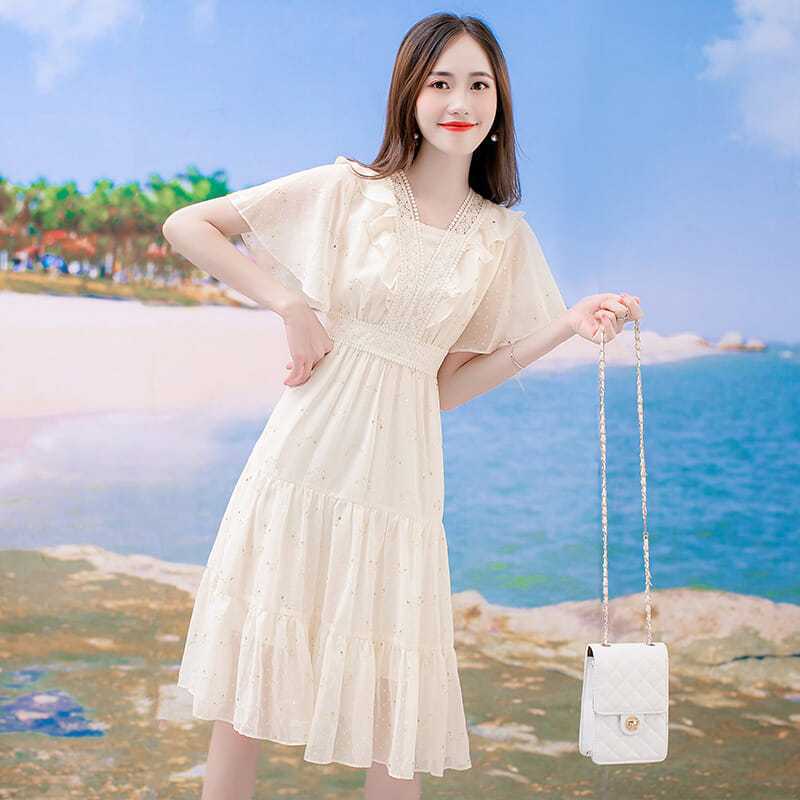 Váy midi Nàng Thơ Cổ Vuông Tay Bồng - Đầm Tiểu Thư Đi Tiệc Xinh Lung Linh