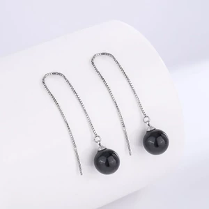 Bông tai dài Chalcedony mã não băng cao mới