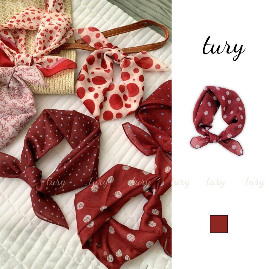 Khăn Lụa Chiffon Nữ 60 - Tury - Khăn Cotton Tone Đỏ Họa Tiết Đơn Giản - ST012