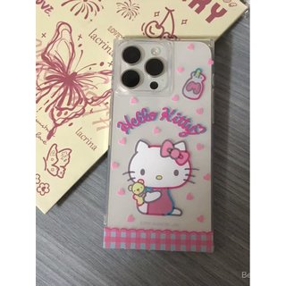 Ốp Điện Thoại Thích Hợp Cho iPhone Hoạt Hình Hello Kitty Thích Hợp Cho iPhone17 / 16promax Vỏ Điện Thoại Vuông 15 / 14 / 13 Vỏ Mềm 12 / 11pro Vỏ Bảo Vệ GXJK