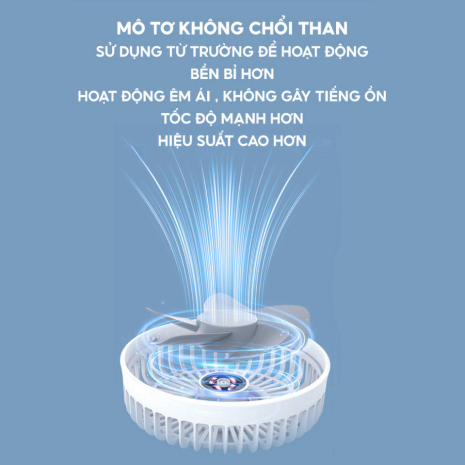 Quạt Điều Hòa Tích Điện 2 Tầng Để Bàn Phun Sương 3 Tốc Độ Gió Tích Hợp Đèn Led Có Remote Tiện Lợi