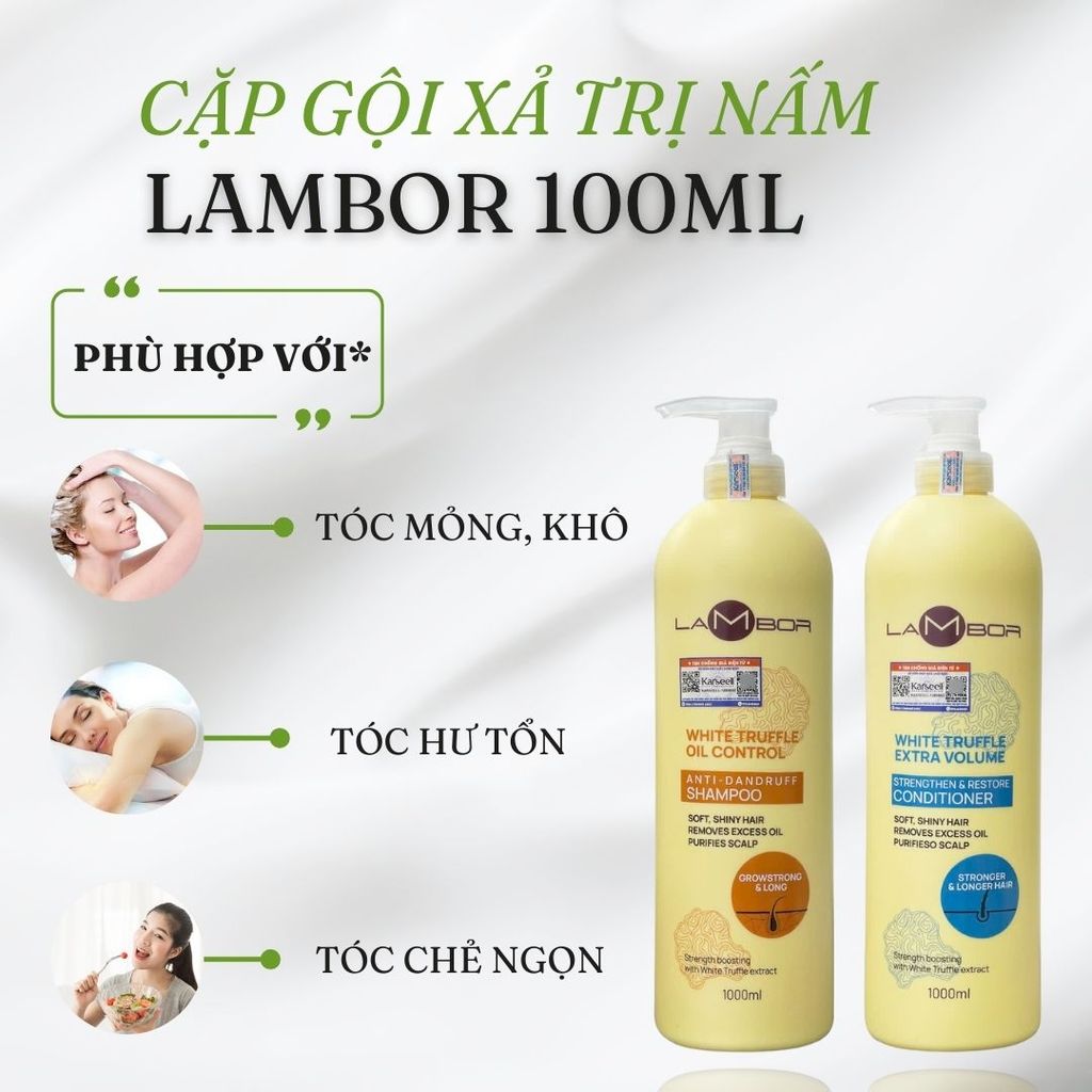 Cặp Dầu Gội Xả LAMBOR VÀNG 1000ml – Phục Hồi Tóc Hư Tổn, Sạch Gàu, Kiềm Dầu & Ngăn Gãy Rụng