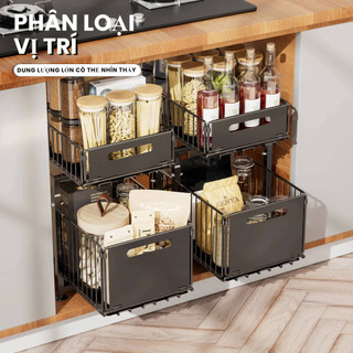 Giá đựng đồ dưới bồn rửa nhà bếp/phòng tắm  đựng đồ trong tủ bếp/giá sắp xếp đồ dùng nhà bếp dạng kéo ra Cho Tủ Bếp