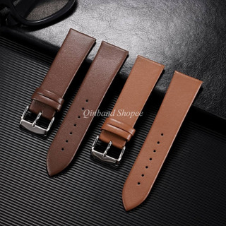 12-22mm Siêu Mỏng Chính Hãng Da Bò Dây Đeo Đồng Hồ Mềm Mại Họa Tiết Trơn Đa Năng Thay Thế Vòng Tay Màu Nâu Cho Nam Nữ 12 / 14 / 16 / 18 / 19 / 20 / 21 / 22mm