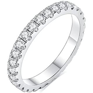 IMOLOVE Moissanite Wedding Band Nhẫn cưới dành cho nữ Nhẫn bạc 925 với mạ trắng 18K Vĩnh cửu có thể xếp chồng lên nhau Nhẫn đính hôn Kỷ niệm Kích thước 3-12