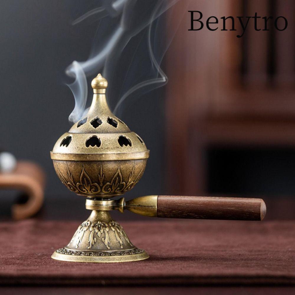 Đốt hương gỗ đàn hương BENYTRO, Lư hương hoa sen năm con ngựa may mắn của con ngựa, Rỗng ra có tay cầm Bếp ba chân Mini để trang trí tiệc trà Trang trí nhà cửa