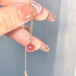 Mặt dây chuyền hoa hồng zircon sáng bóng, xích xương đòn - Quà tặng thời trang cho nữ
