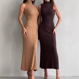 Váy trung dài không tay, chất liệu dệt kim cao cấp, phù hợp mùa xuân hè