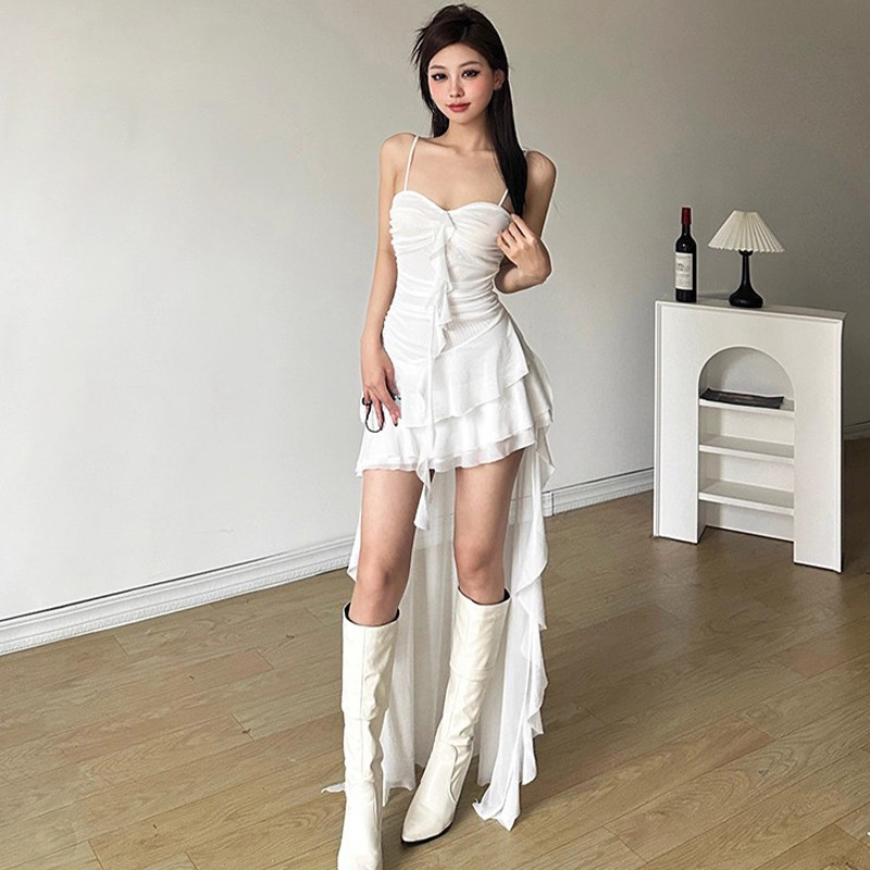 【dynamar】Đầm yếm kiểu Pháp, đầm viền bèo nhún siêu bất hủ, đầm dáng không đều.