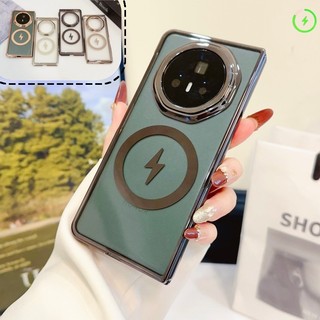 Vỏ bọc trong suốt mạ điện từ tính cho Honor Magic V6 V5 V3 VS3 6D Vỏ chống sốc khắc Laser