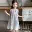 Váy bé gái NICOLOO, Váy không tay mùa hè chữ A, In hoa Tulip hợp thời trang Trang phục công chúa thoáng khí đi biển