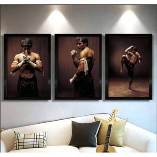 Thai Boxing Tony Jaa Poster, Muay Thai Fighting & Martial Arts Canvas Wall Art for Gym, Muscular Fitness Decor, Frameless